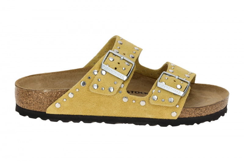 Birkenstock Arizona Rivet Border Pantolette gelb SCHMAL 1029362