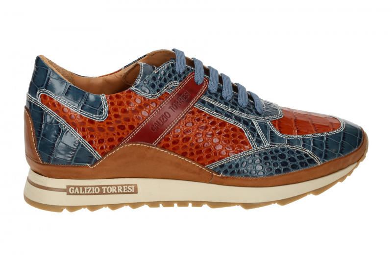Galizio Torresi Schuhe Sneakers blau orange Kroko 417010