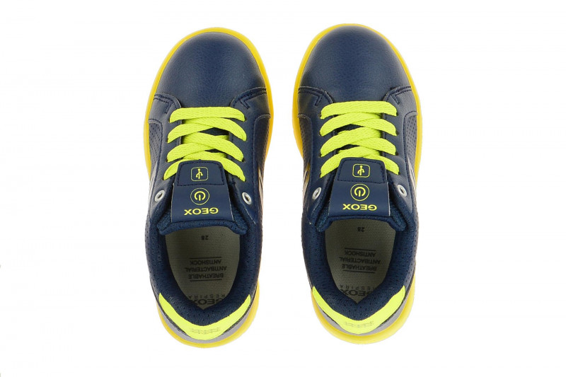 Geox Kinderschuhe blau gelb mit on/off Blinker