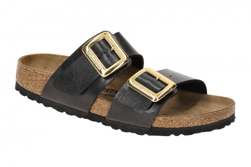 Birkenstock Sydney Cushion Buckle Pantolette schwarz metallic SCHMAL 1029457