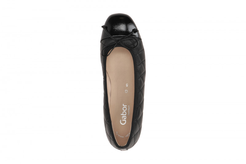 Gabor comfort Ballerina schwarz Nappa gesteppt 62.612.57