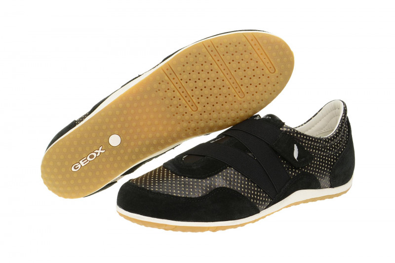 Geox Vega Schuhe schwarz gold gepunktet