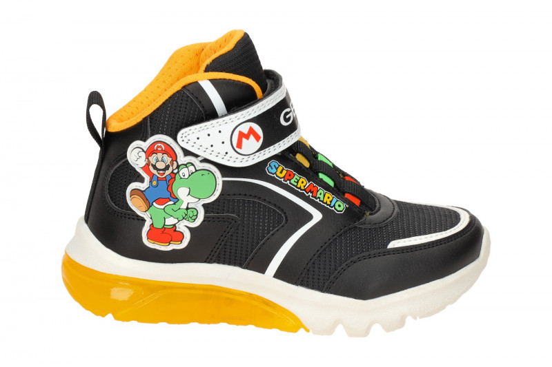 Geox Kinder Schuhe schwarz gelb Super Mario J46LBJ