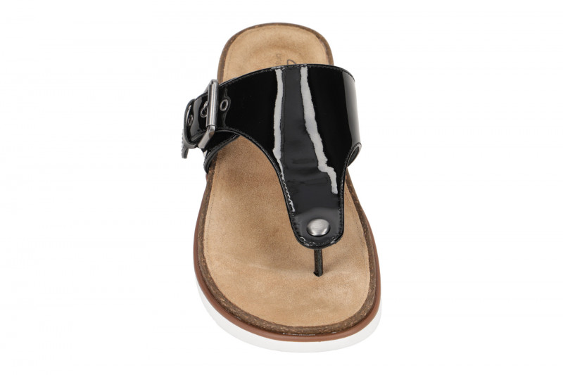 Clarks Elayne Step Pantolette Zehentrenner schwarz Lack