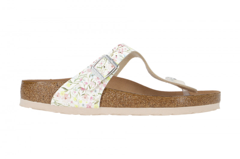 Birkenstock Gizeh BS Pantolette weiß Blumen 1018466