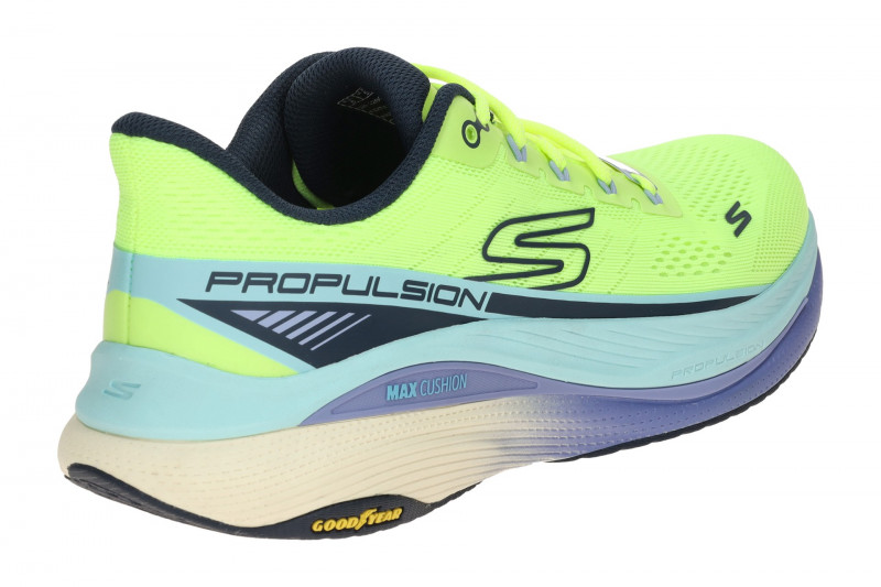 Skechers MAX CUSHIONING Schuhe gelb blau Damen Sportschuhe 128901