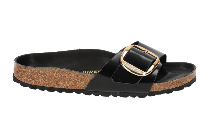 Birkenstock Madrid Big Buckle Pantolette schwarz Lack SCHMAL 1022650