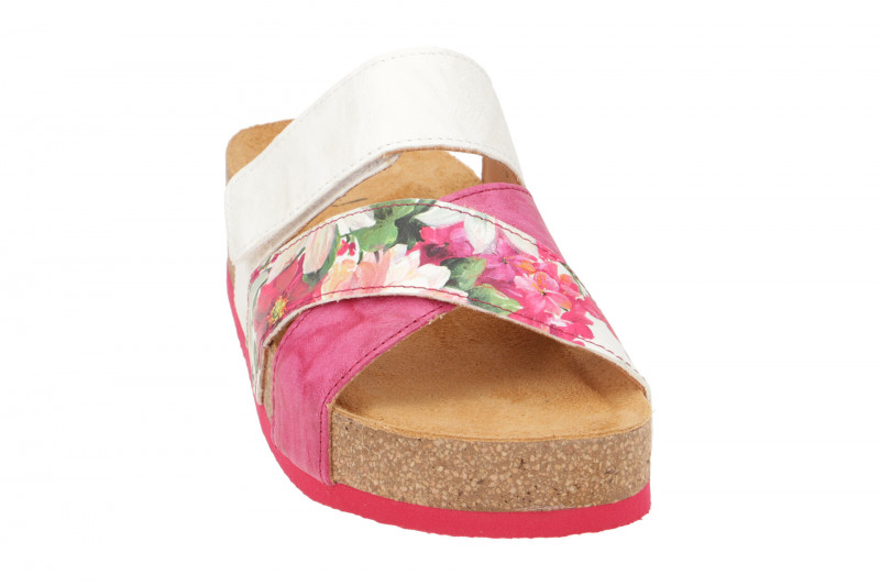 Think Papu Plateau Pantolette pink weiß Blumen 728