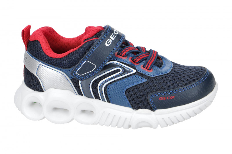Geox Wroom Kinder Schuhe blau rot Lights J25GAB