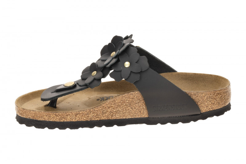 Birkenstock Gizeh Pantolette schwarz Blumen SCHMAL 1026719