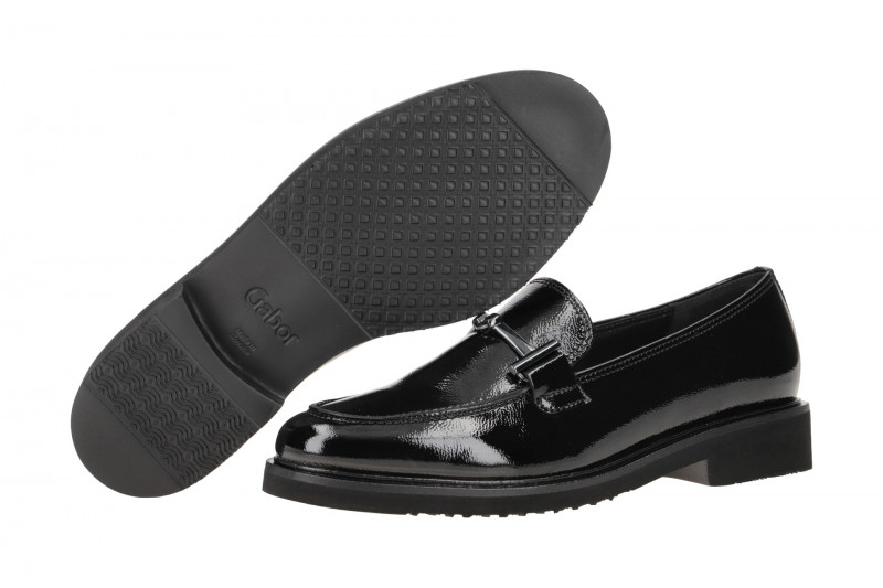 Gabor Schuhe Slipper schwarz Lack 35.211.97