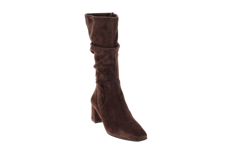 Caprice Stiefel Mid Rise braun Stretch Samt gerafft 25303