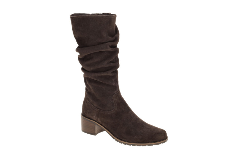 Caprice Stiefel Mid Rise braun Velour gerafft 25401