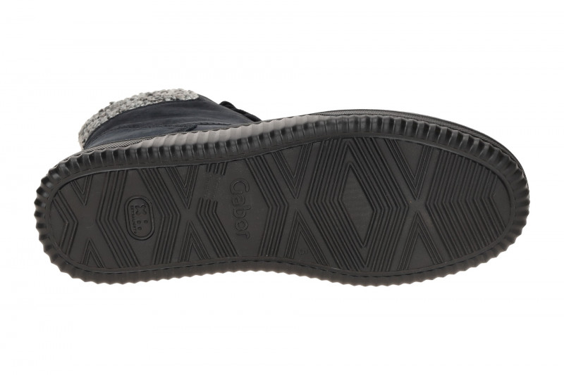 Gabor Boots Stiefel blau Nubuck Pelzkragen K-Weite 76.795.46