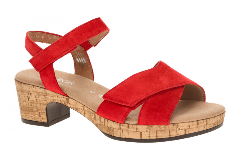 Gabor Plateau Sandalette rot Velour 82.072.38