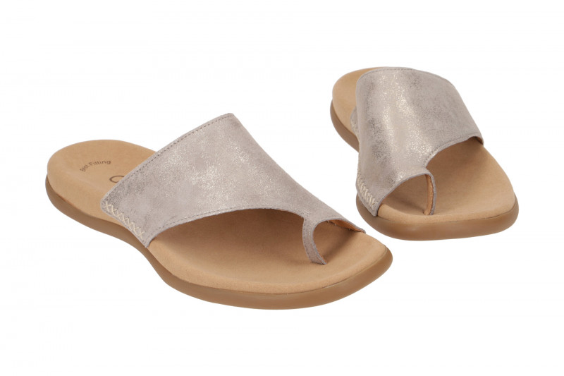 Gabor Zehentrenner Pantolette grau gold metallic 83.700.62