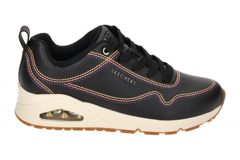 Skechers Uno Schuhe Sneakers schwarz bunte Nähte 177022
