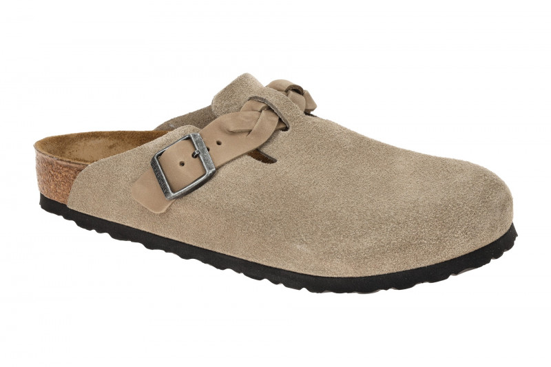 Birkenstock Boston Braided Clogs Pantolette taupe grau Normal-Weit 1026667