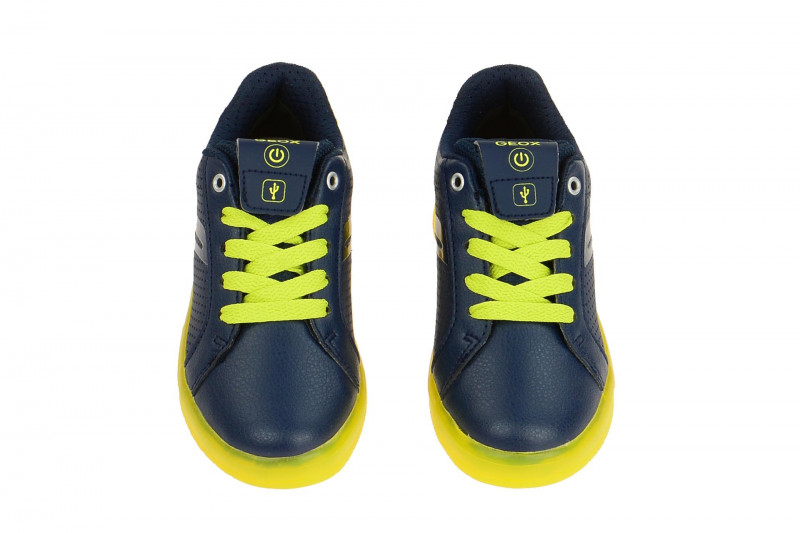 Geox Kinderschuhe blau gelb mit on/off Blinker
