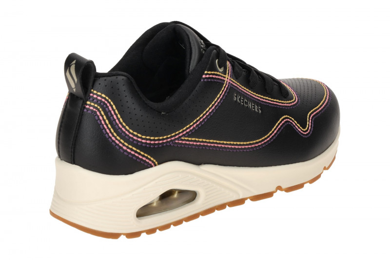 Skechers Uno Schuhe Sneakers schwarz bunte Nähte 177022