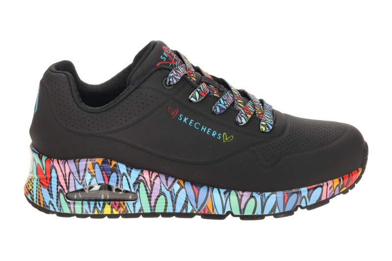 Skechers Uno Schuhe schwarz Lovewall bunt 177918
