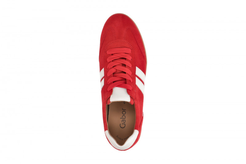 Gabor Schuhe Retro-Sneakers rot weiß Velour 63.300.15