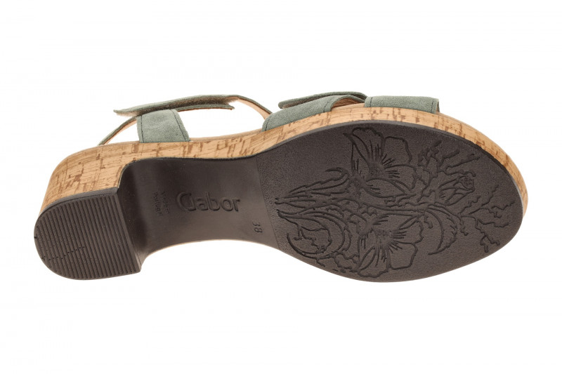 Gabor Plateau Sandalette grün Velour 82.072.44