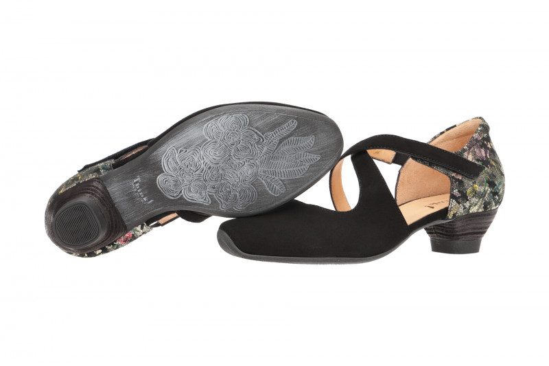 Think Aida Riemchen Pumps schwarz gold