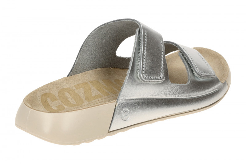 Ecco Cozmo Pantolette silber grau metallic Klett 206823