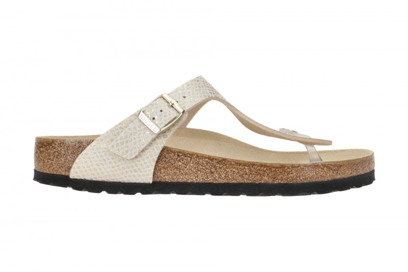 Birkenstock Gizeh BS Pantolette weiß gold python 1018481