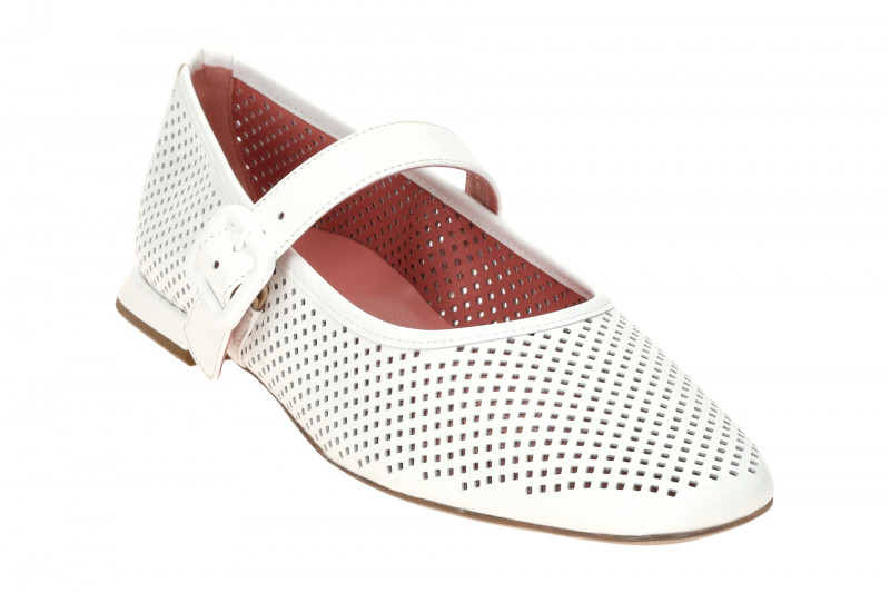 Högl Dolly Mary Jane Ballerina weiß Lack gelocht 0964
