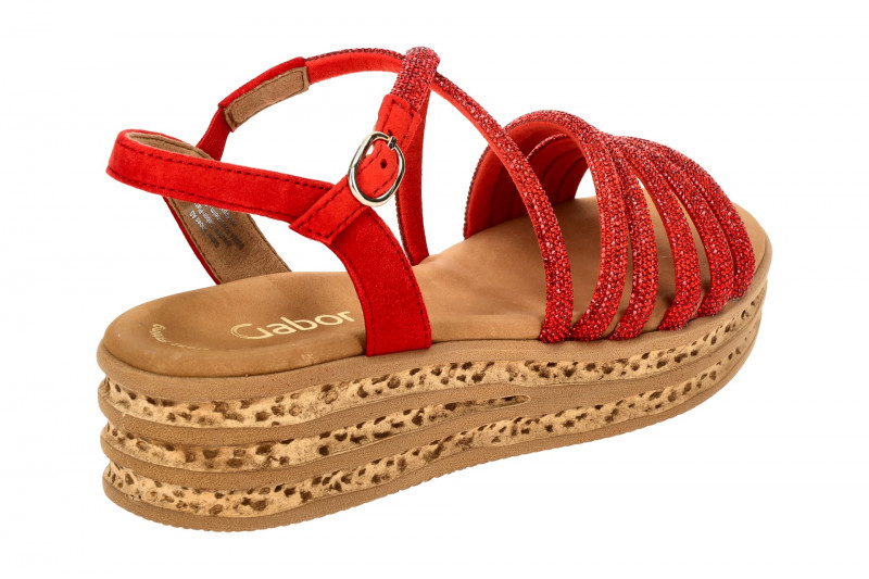 Gabor Fashion Plateau Sandalen rot Strass 64.555.85