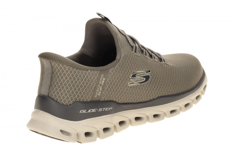 Skechers Glide Step Slipper Schuhe taupe braun Herren SLIP-INS 233010
