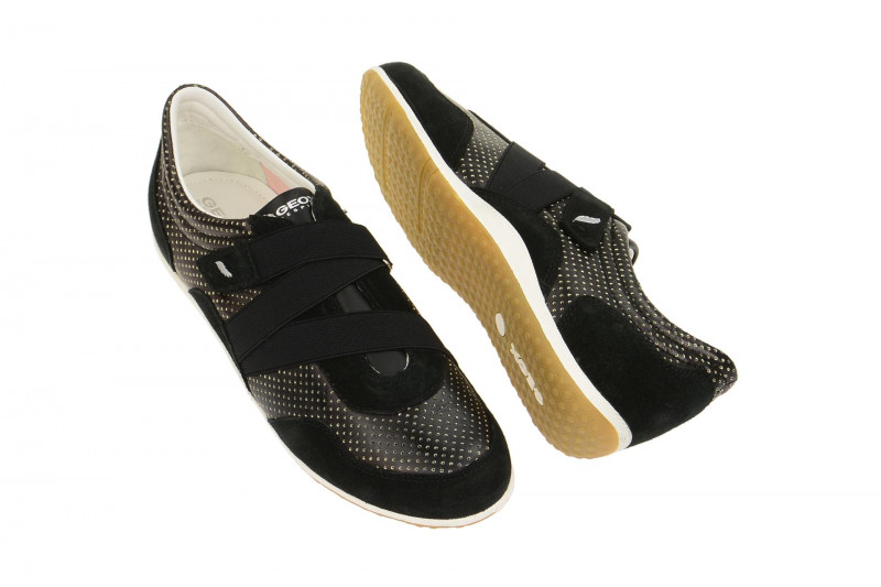Geox Vega Schuhe schwarz gold gepunktet