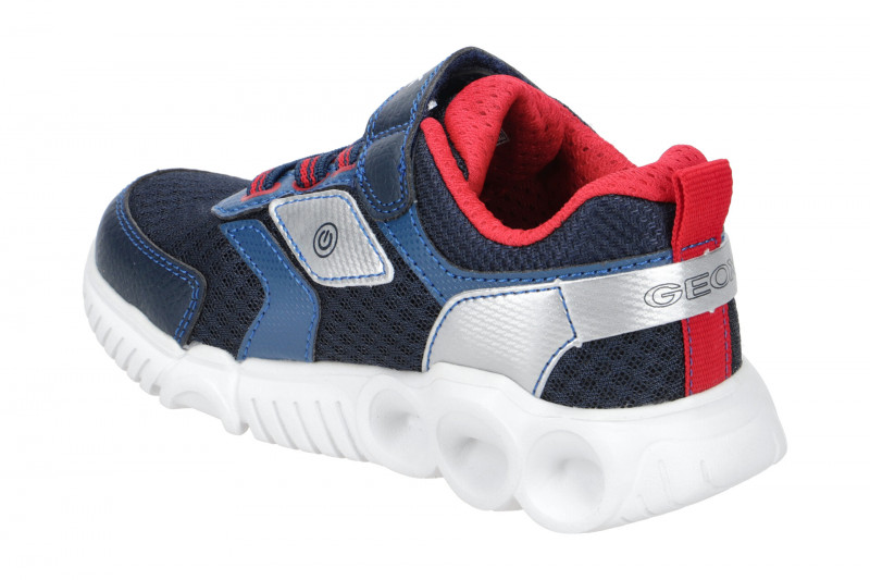 Geox Wroom Kinder Schuhe blau rot Lights J25GAB