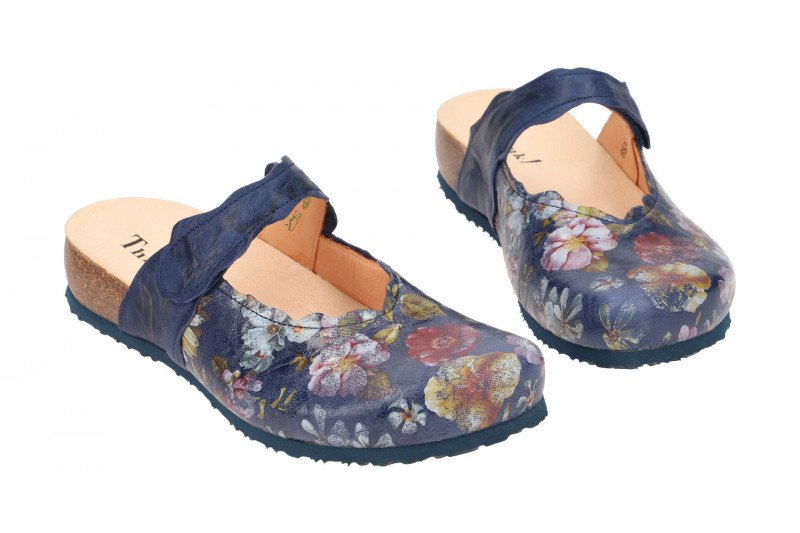 Think Julia Pantolette blau Blumen Clogs