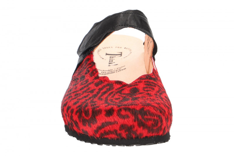 Think Julia Pantolette Clogs rot schwarz Fell