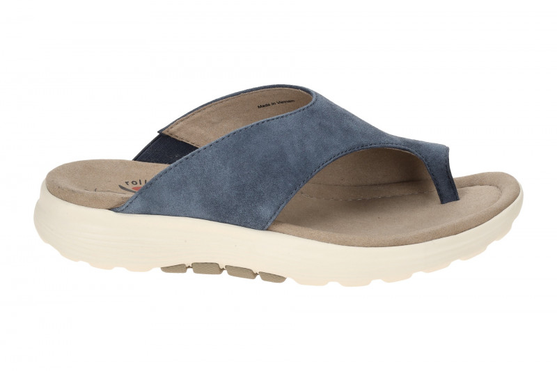 Gabor RollingSoft Pantolette blau river Velour 66.812.36