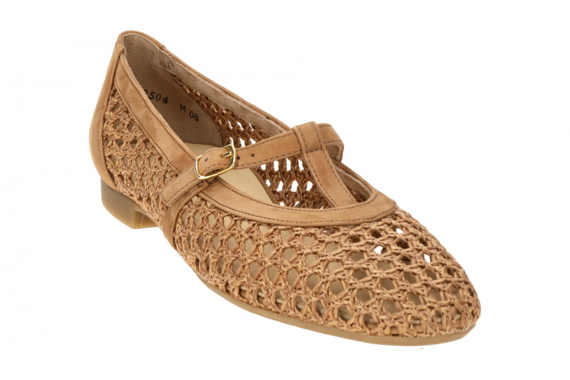 Paul Green Mary Jane Ballerinas braun geflochten 1143