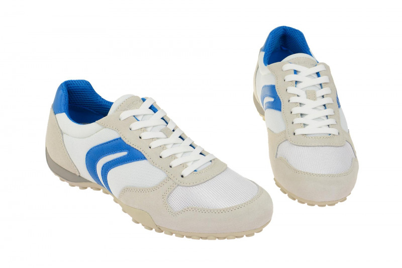 Geox Respira Snake C Sneakers in weiß blau Herren Schnürschuhe