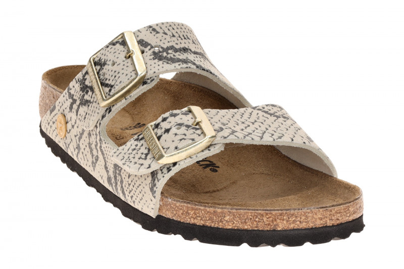 Birkenstock Arizona Rivet LOGO Pantolette grau Snake SCHMAL 1033065