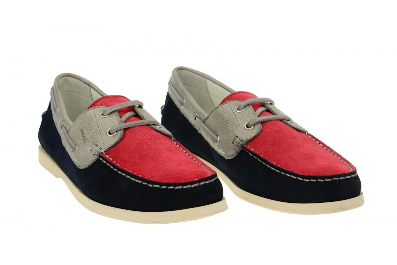 Geox Respira Juarez Schuhe Mokassin in rot blau grau