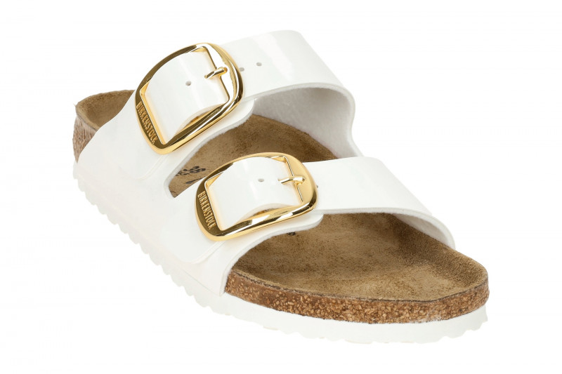 Birkenstock Arizona Big Buckle Pantolette weiß Lack Schmal 1019818