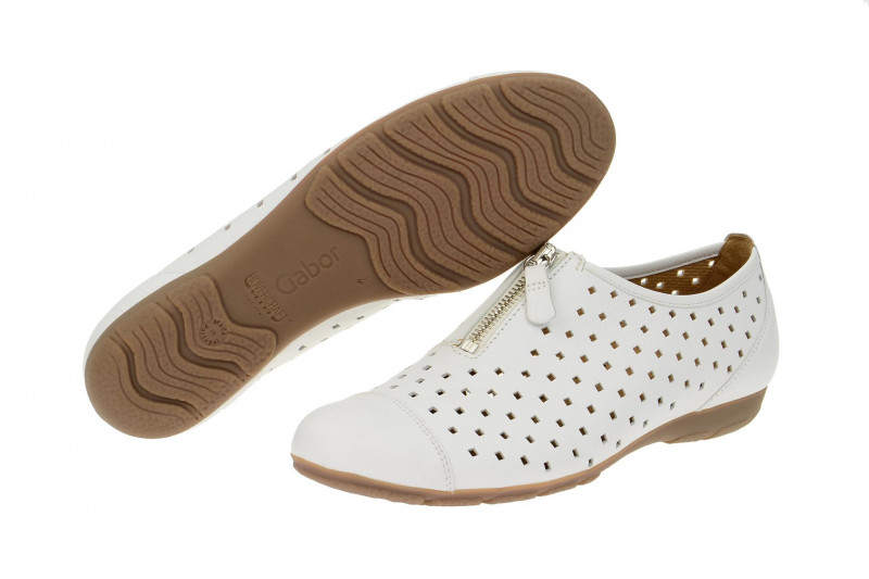 Gabor Schuhe Slipper weiß gelocht