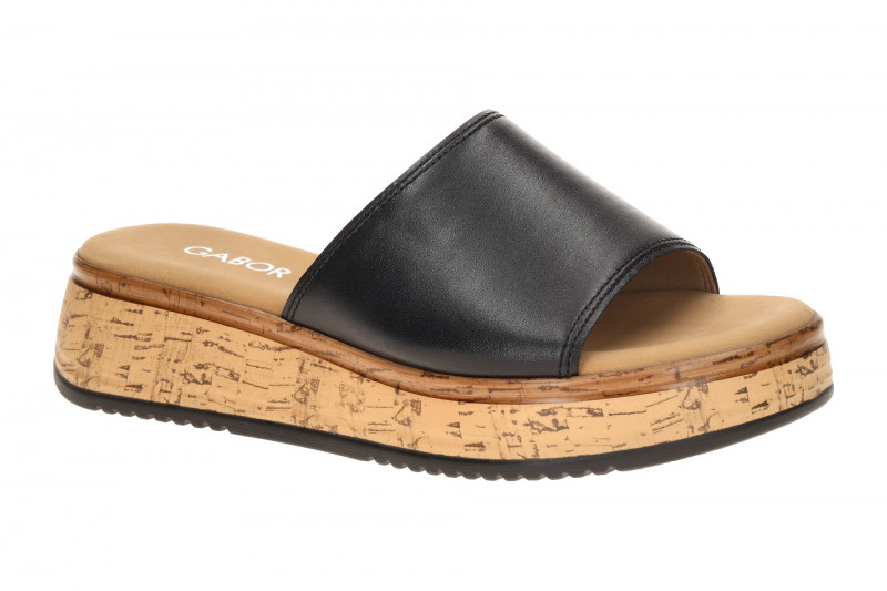 Gabor Plateau Pantolette schwarz Kork 82.740.57