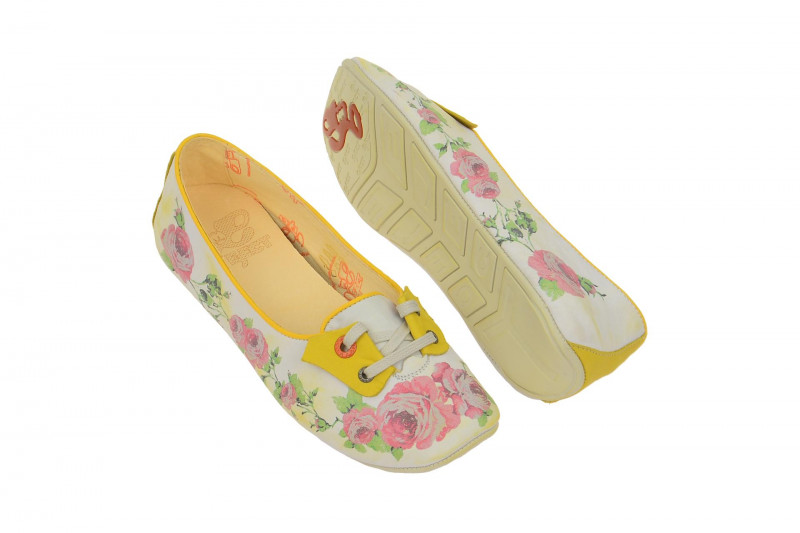Eject Aura Schuhe weiß gelb Blumen Print