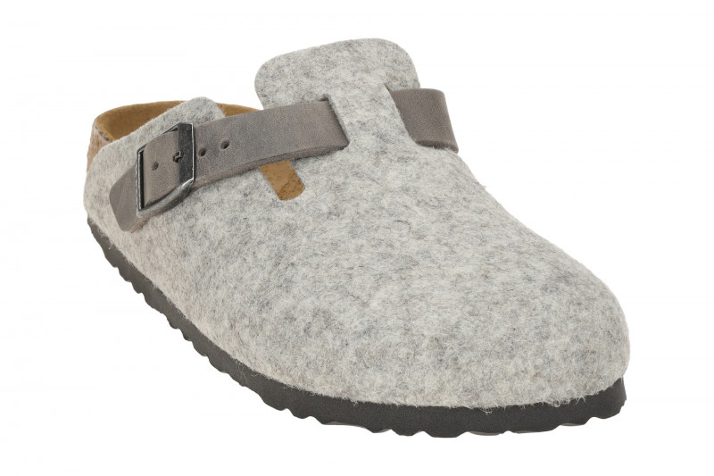 Birkenstock Boston Clogs Damen Pantolette grau Filz SCHMAL 1026163