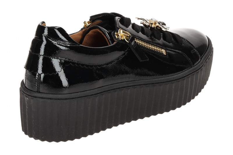 Gabor Schuhe schwarz Lack Plateau Sneakers 73.201.97