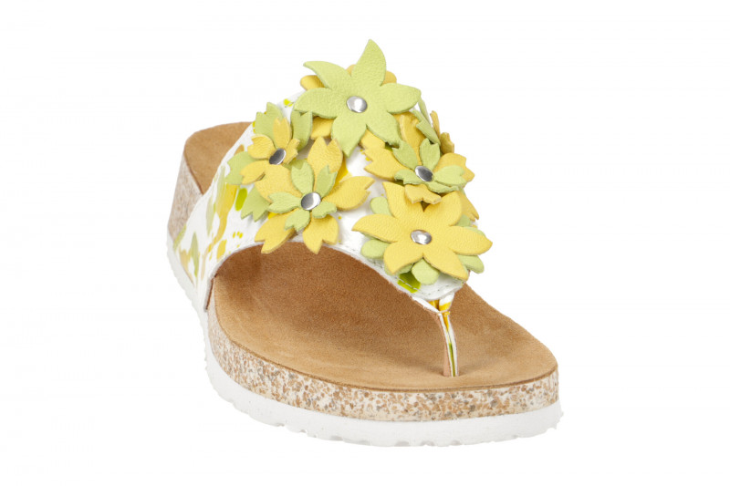 Think Koak Zehentrenner weiß gelb Blüten 745