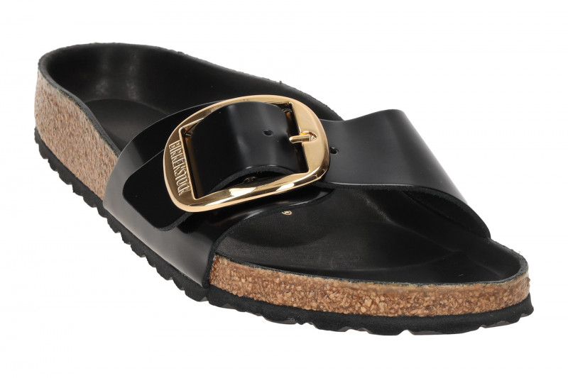 Birkenstock Madrid Big Buckle Pantolette schwarz Lack SCHMAL 1022650